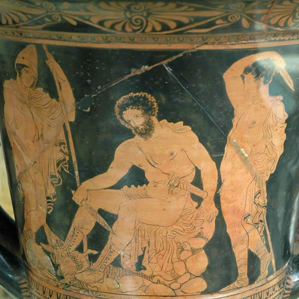 Odysseus on the Right Consults the Shade of Tiresias. Eurylochos on the Left.