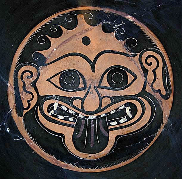 Gorgoneion. Attic black-figure cup, ca. 520 BC. From Cerveteri.