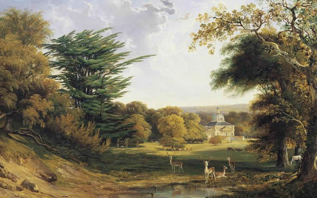 A view of Mereworth Castle and Park, Kent, England