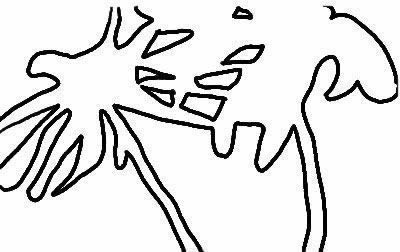 Forget the original photo, concentrate on the negative space shapes.