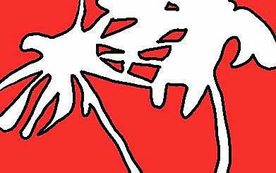 Areas of bright color create a Pop Art feel.