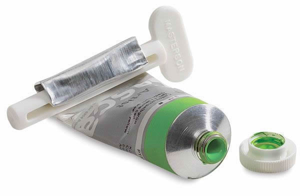 Oil paint with a Tube Key attached.