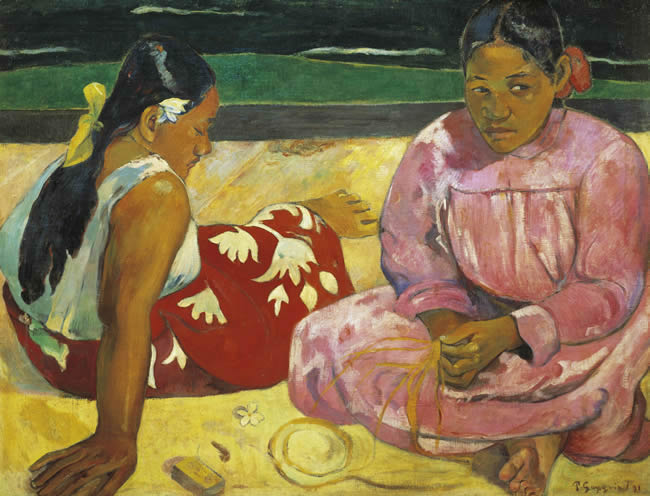 Tahitian women on beach, 1891, by Paul Gauguin (1848-1903), oil on canvas