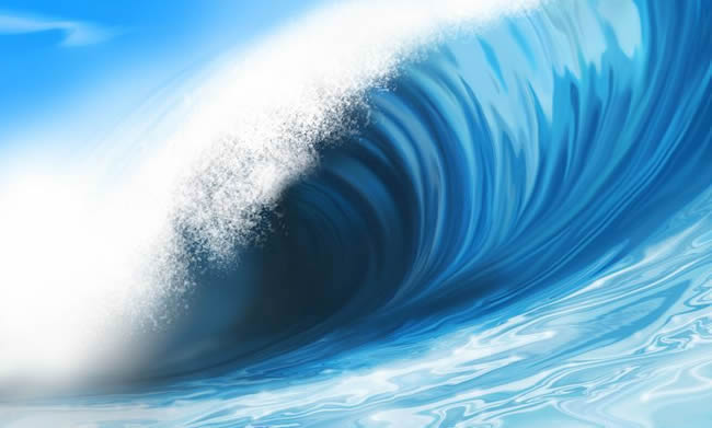 Illustration painting of wave breaking