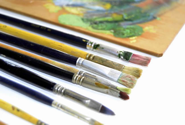 oil paints and brushes