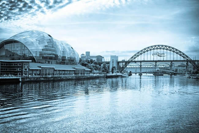 Newcastle-upon-Tyne skyline at dusk