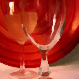 A glass affected by an orange background
