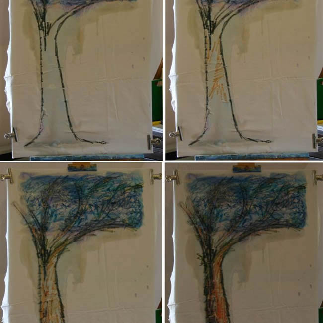 Fabric painting with Inktense watersoluble ink pencils