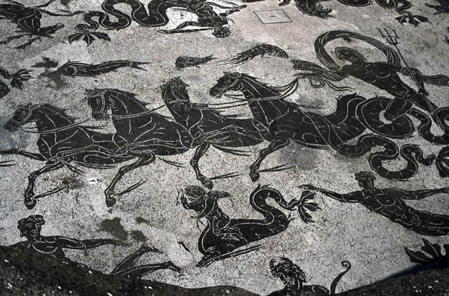 A mosaic depicting Neptune at the Neptune Baths at Ostia