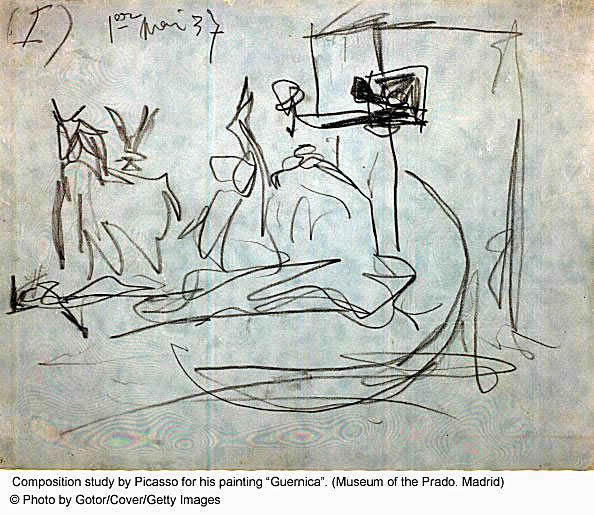 Picasso Sketch for His Painting Guernica