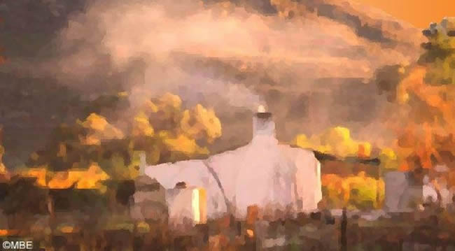 Impressionist painting of a mountain cottage.