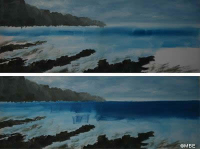 Sea painting step-by-step demonstration