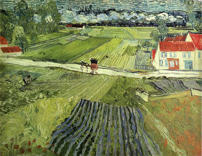 Landscape at Auvers after rain (Landscape with Carriage and Train) (painting by Vincent van Gogh, 1890)