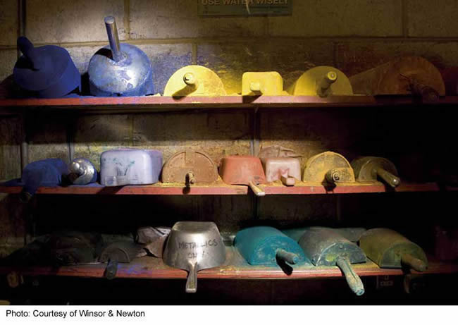 Pigment Scoops at Winsor & Newton's Paint Factory