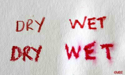 Painting with watersoluble crayons and pencils