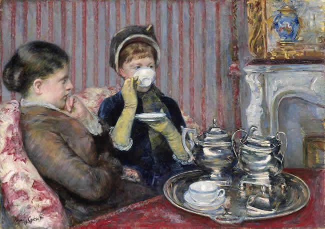 Mary Stevenson Cassatt (American, 1844-1926). The Tea (Le Thé), about 1880. Oil on canvas. 64.77 x 92.07 cm (25 1/2 x36 1/4 in.). M. Theresa B. Hopkins Fund, 1942. 42.178. Museum of Fine Arts, Boston