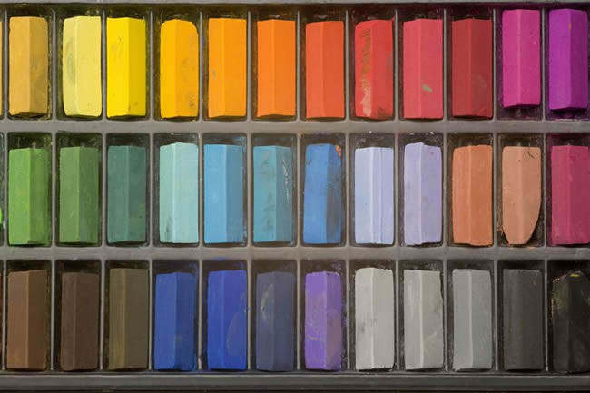 An artists pastels with various colors