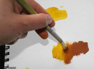 Blending paint colors.