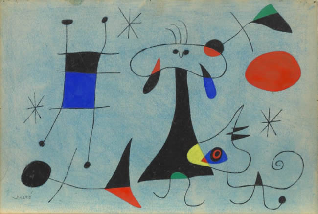 Joan Miró Figure Dog Birds