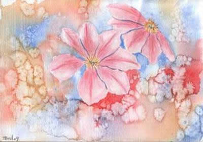 Salt-and-watercolor painting