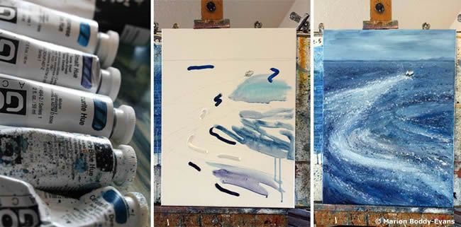 From pencil sketch to seascape painting