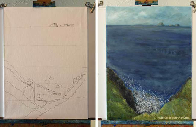 Photo of Initial Pencil Sketch for a Painting