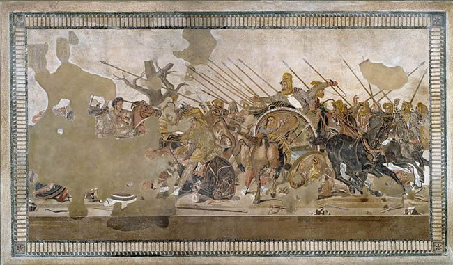 Mosaic of Battle of Issus between Alexander the Great and Darius III