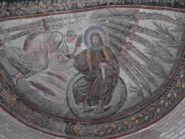 4th-century mosaic in the vault of a mausoleum built under Constantine the Great for his daughter Constantina (Costanza), who died in 354 AD.