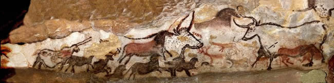 Upper Paleolithic drawings depicting steer at Lascaux.