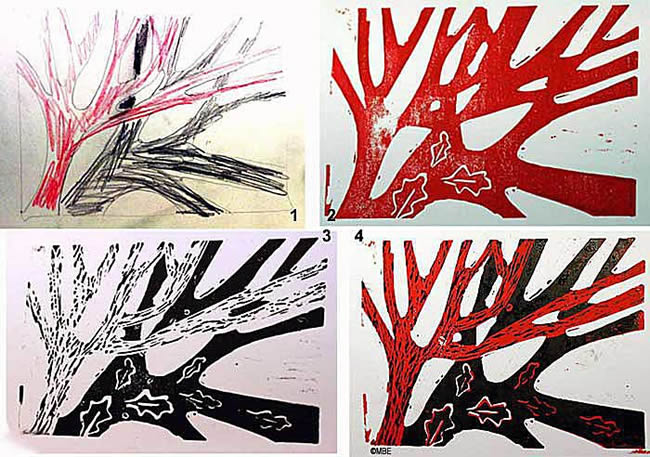 Reduction linocut printing