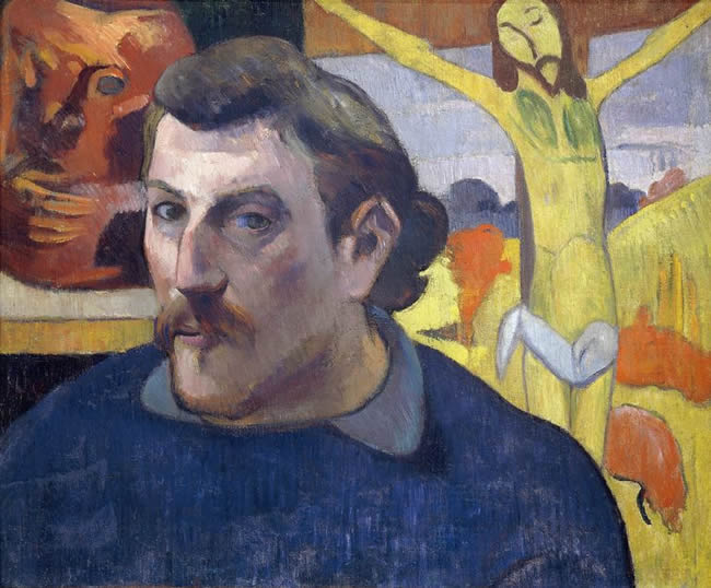 Self-Portrait with the Yellow Christ, by Paul Gauguin, 1890-1891, oil on canvas, 1848-1903, 30x46 cm