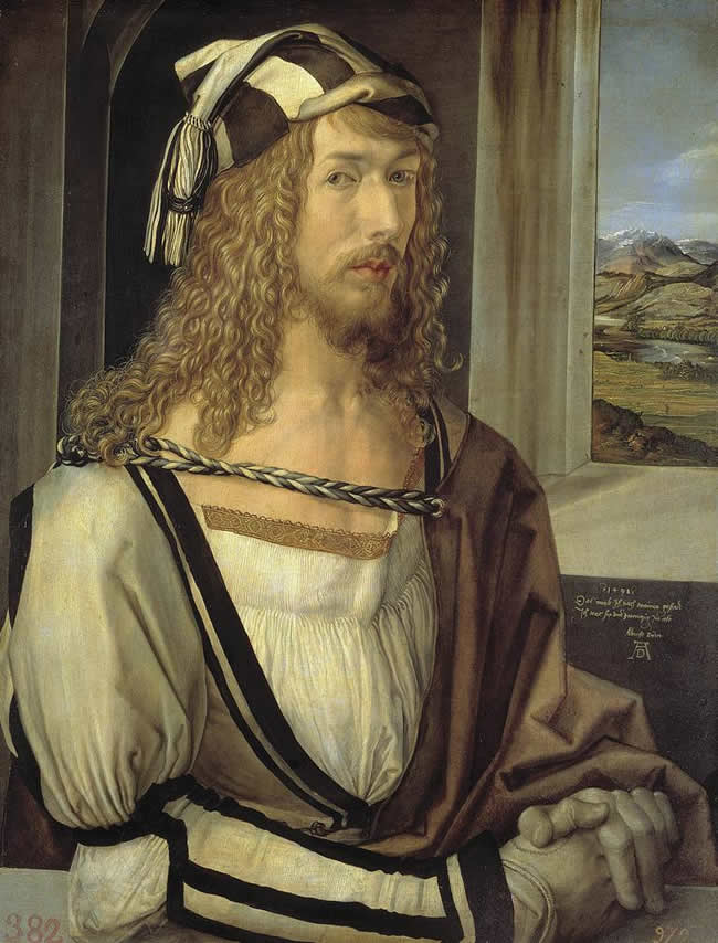 Self portrait by Albrecht Durer, oil on wood, 1498