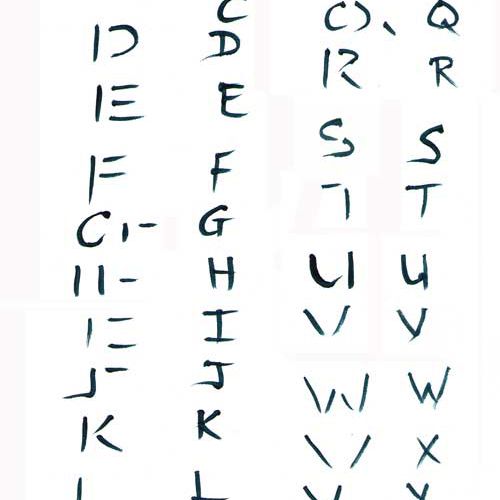 Building up individual letters with a series of short lines and curves is easier than trying to do a whole letter as a continuous line.