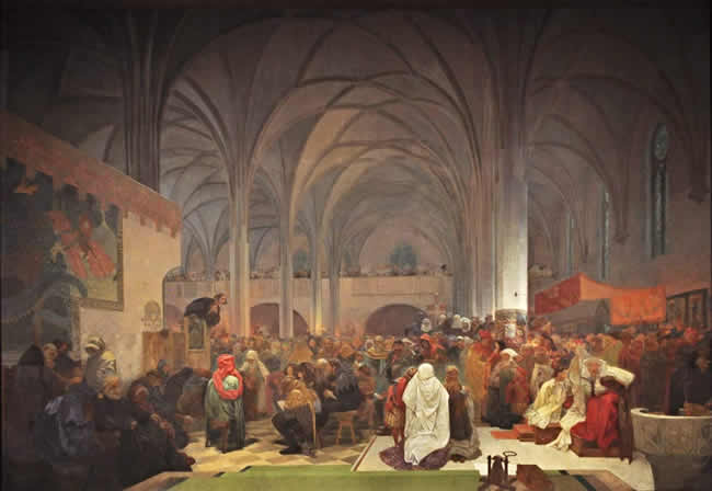 slave epic master jan hus preaching alphonse mucha