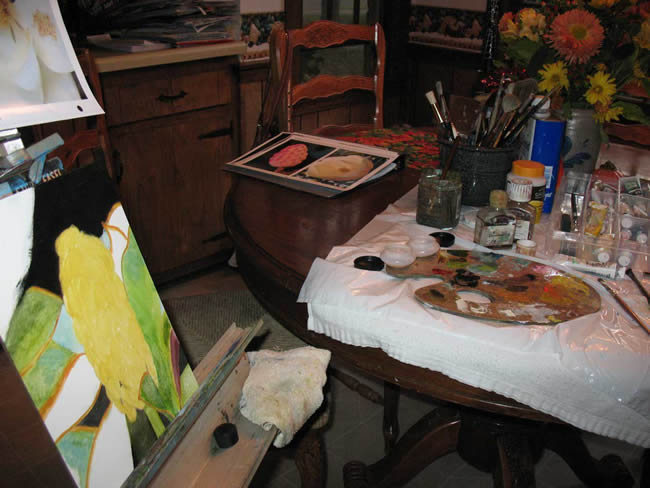 Painting space or studio in kitchen